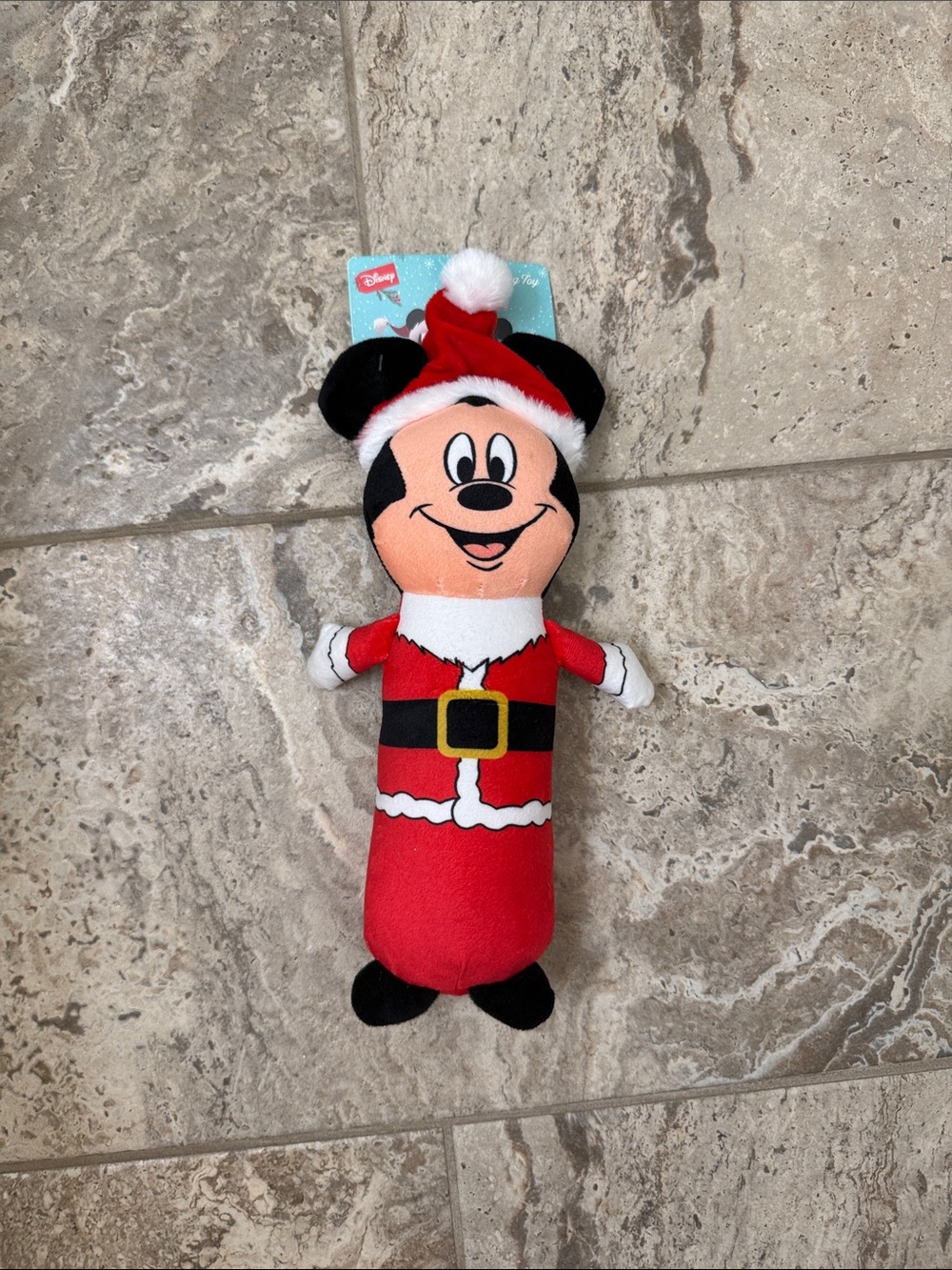 NWT Disney Mickey Mouse Plush in Santa Outfit Dog Toy
